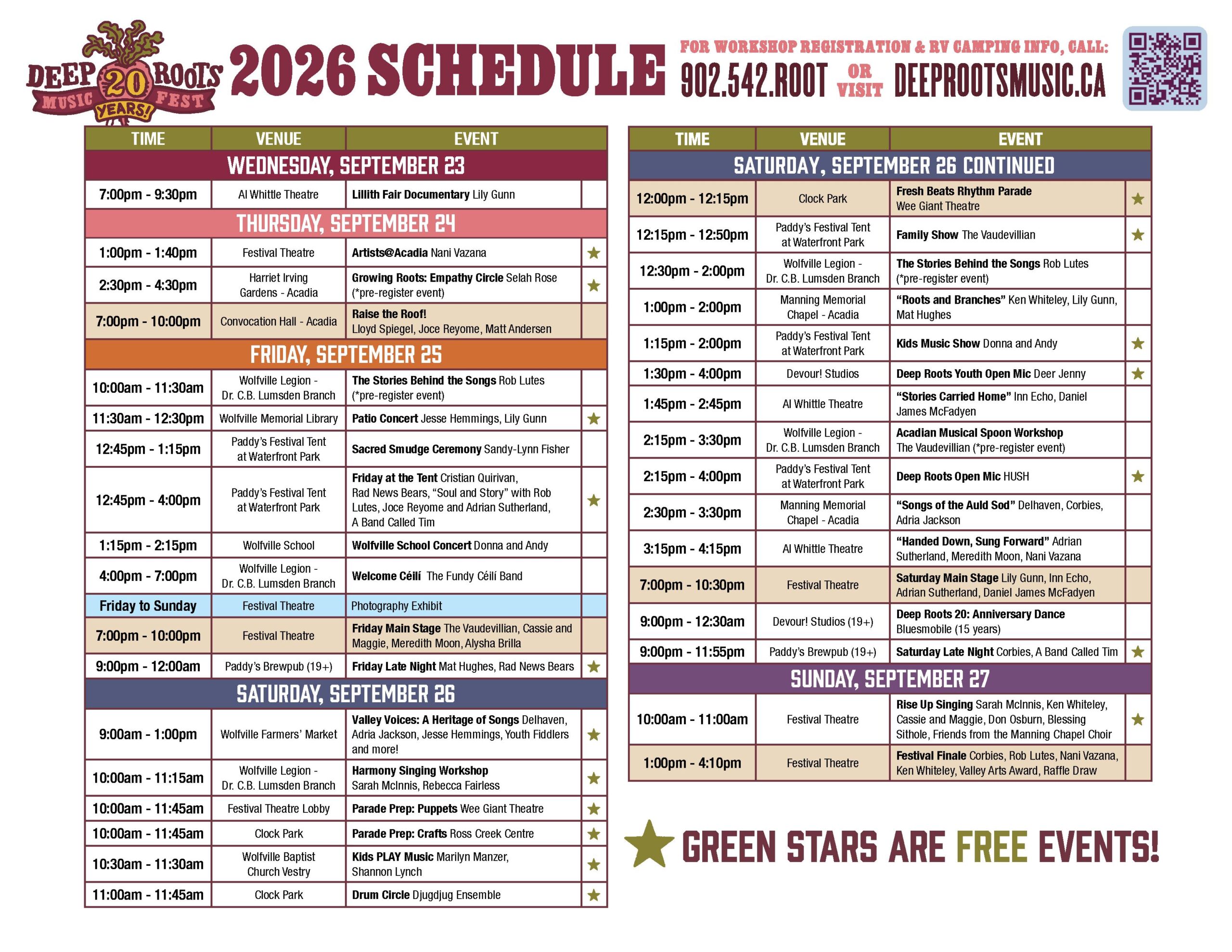 2026 festival schedule